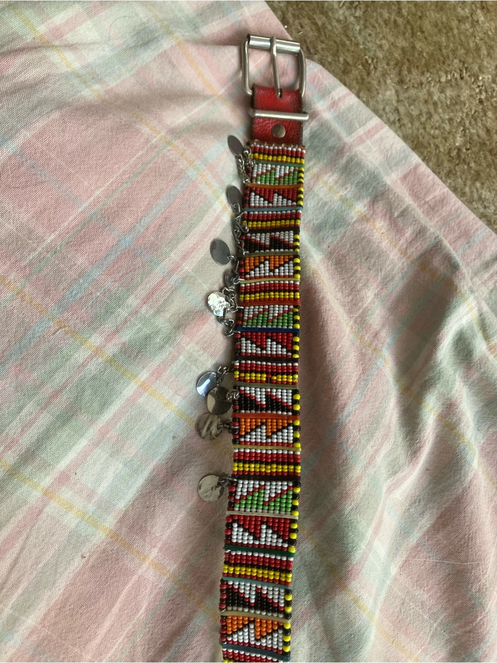 Beaded Multicolor Coin Charm Belt - Women's Accessories